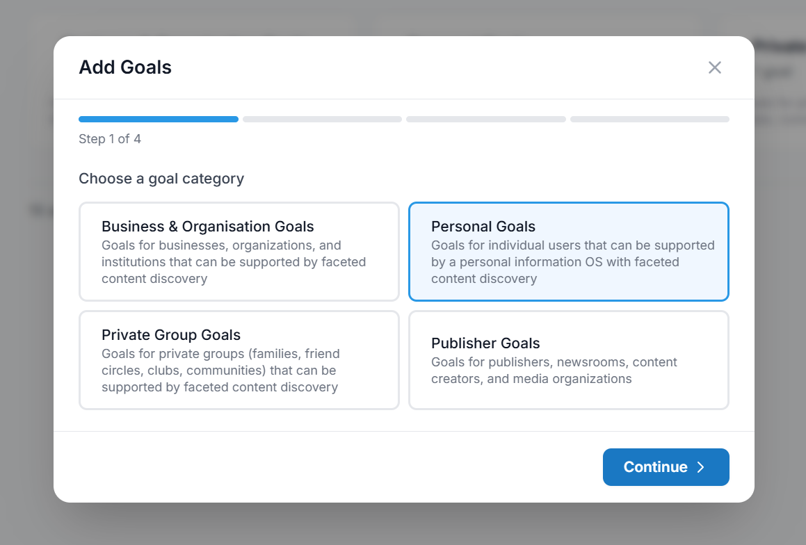 Compass goal selection UI
