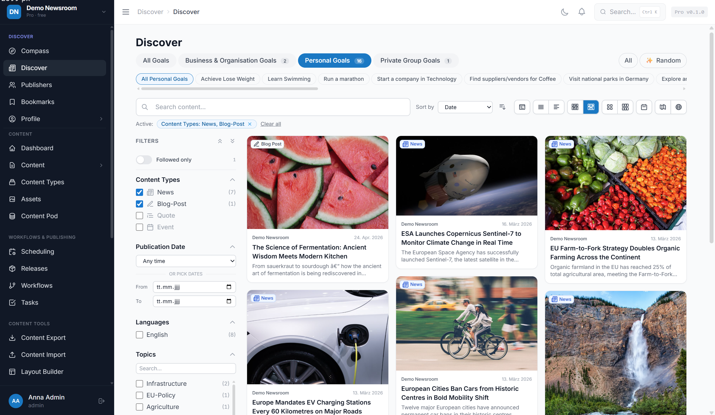 Goal-driven content discovery visualization